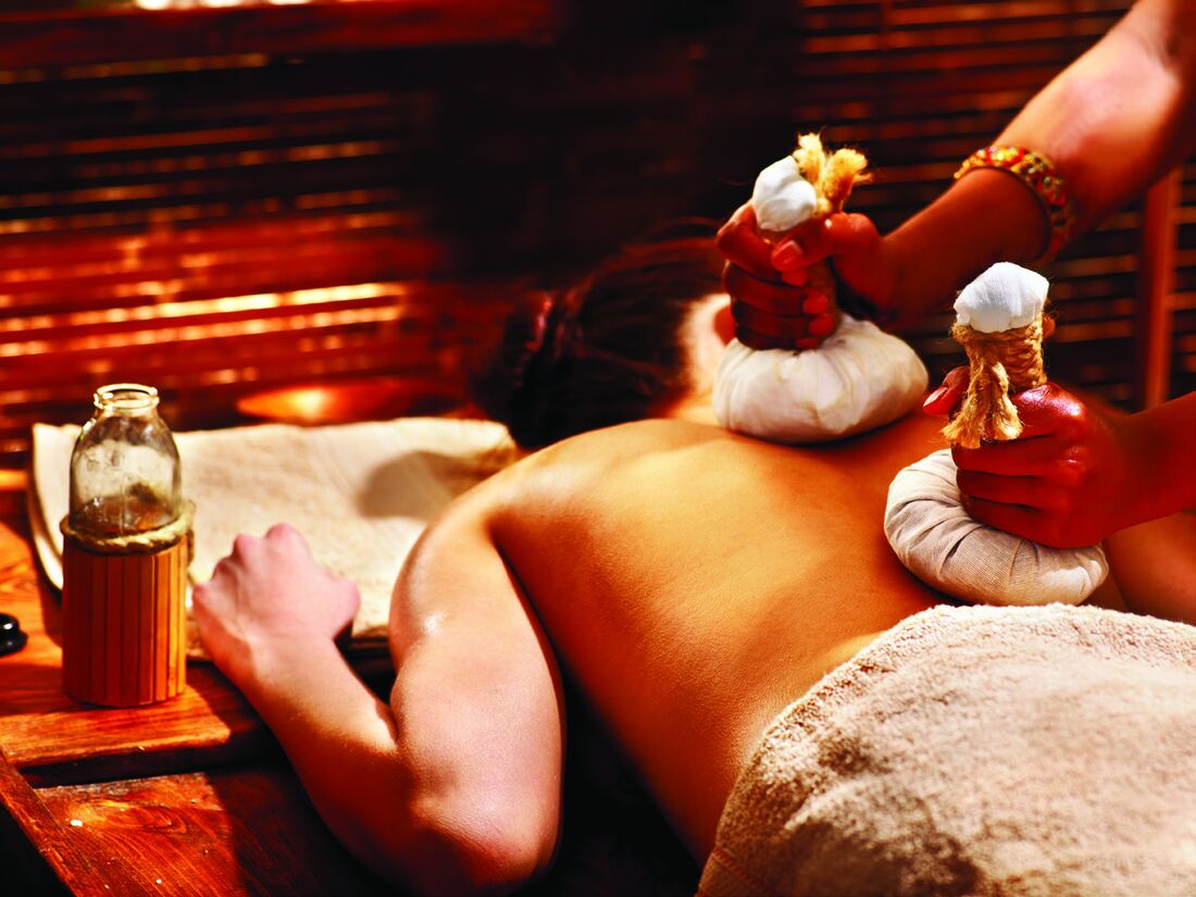 Kizhi therapy, part of Prasava Chikitsa at Vaidhee